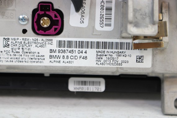 BMW X1 F48 MONITOR EKRAN LCD WYŚWIETLACZ 9987451 8"8 CALA NAVI-GPS-TV DISPLAY NAVIGATION DISPLAY 65509987451 156142 6550 9987451