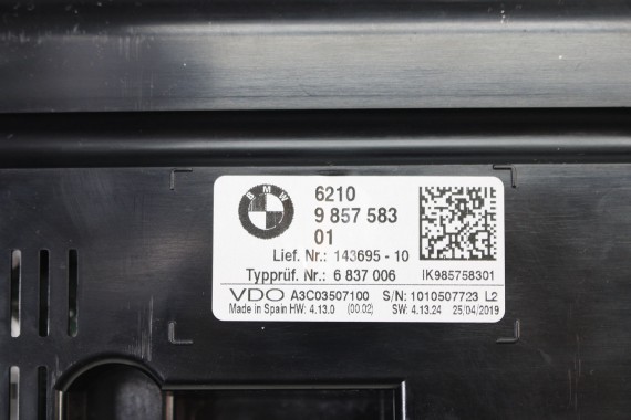 BMW X1 F48 ZEGAR 9857583 2 F45 F46 62109857583 Prędkościomierz serii 2 F45 F46 HUD  62109840908 62105A24589 62105A3B666 8713072