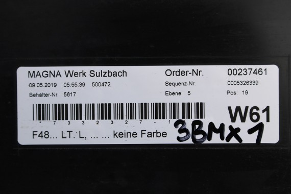 BMW X1 F48 LISTWA PROGOWA 7332327 7332328 próg 2 szt. 51 77 7332327 51 77 7332328 zewnętrzna 51777332327 51777332328