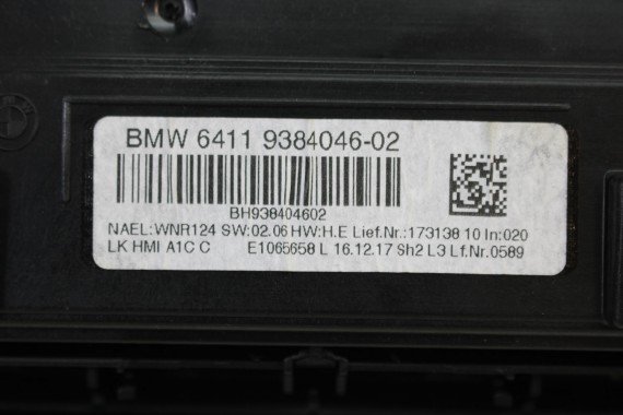 BMW 3 F34 PANEL KLIMY 9384046 RADIA 6832880 AUDIO KLIMATYZACJI 64119384046 61316832880 Gran Turismo LCi FL LIFT F30 F31