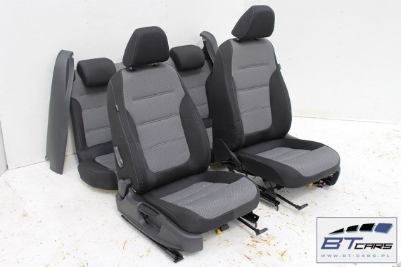VW JETTA FOTELE KOMPLET FOTELI SIEDZEŃ TAPICERKA SIEDZENIA welur kolor czarno - szary 5C