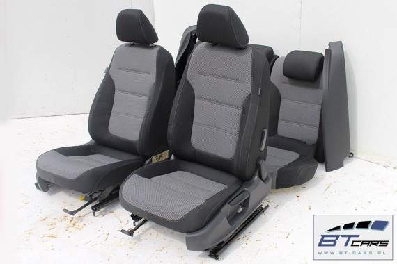 VW JETTA FOTELE KOMPLET FOTELI SIEDZEŃ TAPICERKA SIEDZENIA welur kolor czarno - szary 5C
