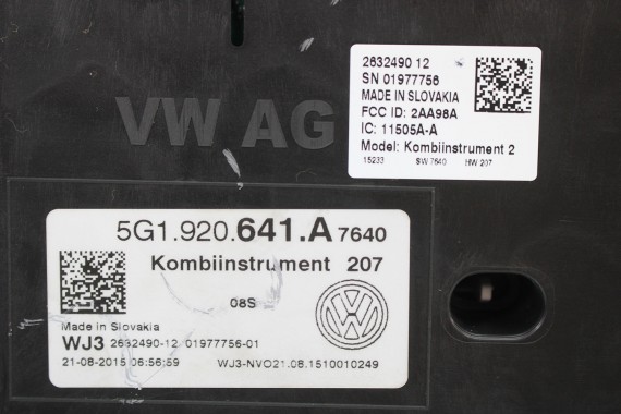 VW GOLF 7 VII ZEGARY LICZNIKI DIESEL 5G1920641A zegar licznik 5G1 920 641 A 1.6  TDi 20 kilometrów automat DSG