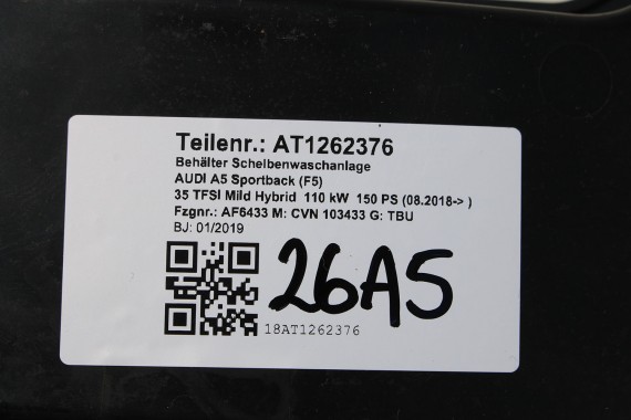 AUDI A5 ZBIORNIK SPRYSKIWACZY 8W6955451E 8W6 955 451 E pojemnik płynu + pompka 8W F5 8W6955453B 8W6955451B 8W6955453E 8W6955453D