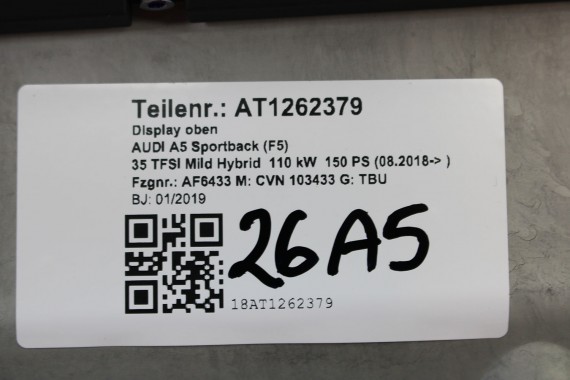 AUDI A4 A5 MONITOR EKRAN LCD WYŚWIETLACZ 8W8919604 8W8 919 604 8W 7 " CALI 8W1919604 8W1 919 604 Z MECHANIZMEM