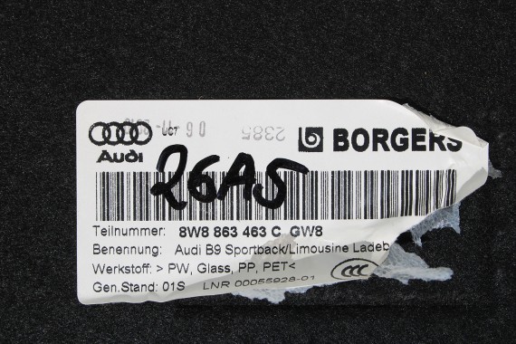 AUDI A5 SPORTBACK BOCZEK DYWAN TAPICERKA BAGAŻNIKA 8W8863463C 8W8863879F 8W8863880E boczki bagażnik tapicerka 8W8863991 F5 8W