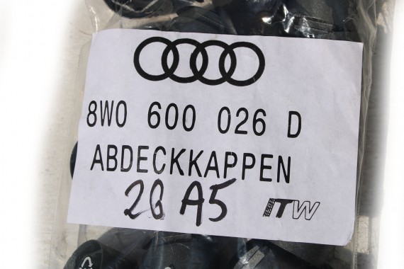 AUDI NAKŁADKI ŚRUBY 8W0600026C DO FELG zabezpieczenia na koła na felgi koła kapsle zabezpieczenia 8W0 600 026 C OZDOBNE