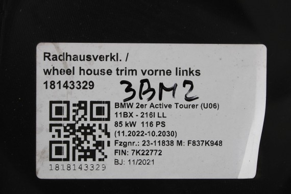 BMW 2 U06 NADKOLE PRZEDNIE 8498435 51718498435 PRAWO-PRZÓD LEWO-PRZÓD 51718498436 51718498436 112520 ACTIVE TOURER