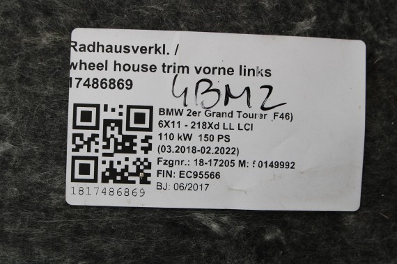 BMW 2 F46 NADKOLE PRZEDNIE 7473413 51717473413 PRAWO-PRZÓD LEWO-PRZÓD 7473414 51717473414  748506 13 Grand Tourer