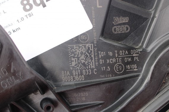 AUDI Q2 PRZÓD maska błotniki zderzak pas przedni lampy wzmocnienie błotnik lampa 81A FULL LED Kolor: G3G3	LX7M 	Nanograu Szary