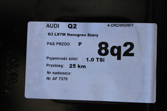 AUDI Q2 PRZÓD maska błotniki zderzak pas przedni lampy wzmocnienie błotnik lampa 81A FULL LED Kolor: G3G3	LX7M 	Nanograu Szary