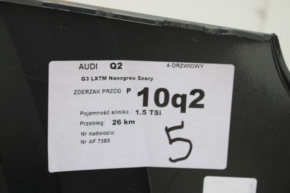 AUDI Q2 PRZÓD maska błotniki zderzak pas przedni lampy wzmocnienie błotnik lampa 81A FULL LED Kolor: G3G3	LX7M 	Nanograu Szary