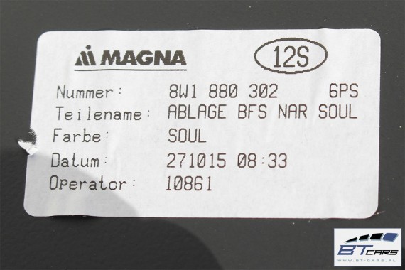 AUDI A4 A5 SCHOWEK KONSOLI PASAŻERA 8W1880302 8W1 880 302 STRONA PRAWA 8W 6PS czarny SCHOWKI 8W1880302 8W1880302B 8W1880302D