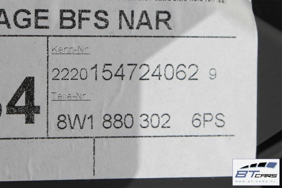 AUDI A4 A5 SCHOWEK KONSOLI PASAŻERA 8W1880302 8W1 880 302 STRONA PRAWA 8W 6PS czarny SCHOWKI 8W1880302 8W1880302B 8W1880302D
