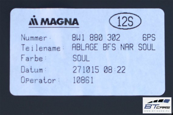 AUDI A4 A5 SCHOWEK KONSOLI PASAŻERA 8W1880302 8W1 880 302 STRONA PRAWA 8W 6PS czarny SCHOWKI 8W1880302 8W1880302B 8W1880302D