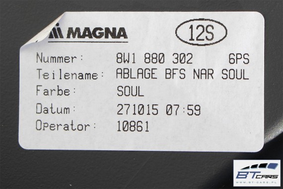 AUDI A4 A5 SCHOWEK KONSOLI PASAŻERA 8W1880302 8W1 880 302 STRONA PRAWA 8W 6PS czarny SCHOWKI 8W1880302 8W1880302B 8W1880302D