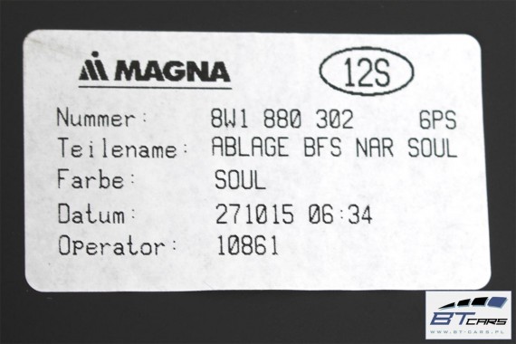 AUDI A4 A5 SCHOWEK KONSOLI PASAŻERA 8W1880302 8W1 880 302 STRONA PRAWA 8W 6PS czarny SCHOWKI 8W1880302 8W1880302B 8W1880302D