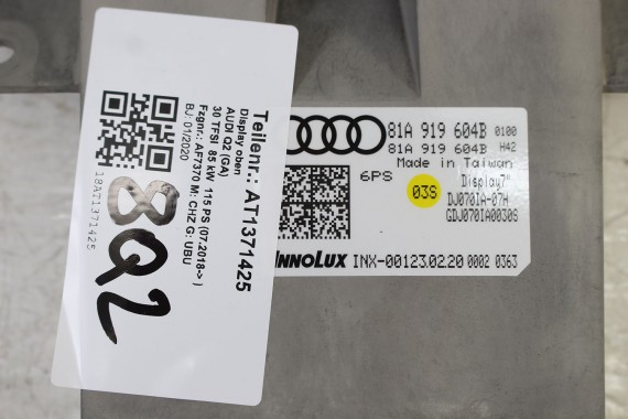 AUDI Q2 MONITOR 3G 81A919604B WYŚWIETLACZ 7" CALA CALI EKRAN 81A919604A 81A919604 LCD 81A 919 604 B NAWIGACJA