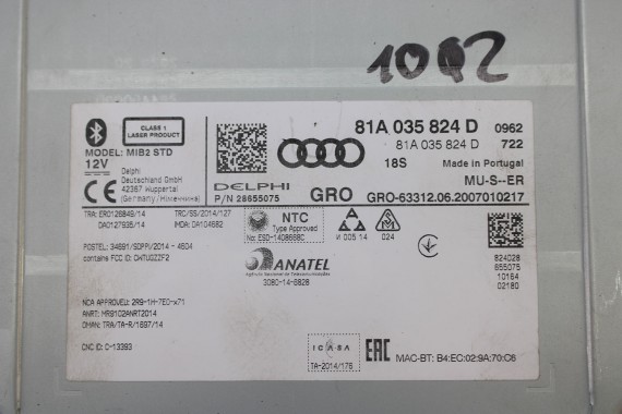 AUDI A3 Q2 CZYTNIK DVD MMI 2G SD 81A035824D 81A 035 824 D FL LIFT MIB MULTIMEDIA nawigacja 8V 81A MIB2 A3 S3 RS3 Q2 SQ2