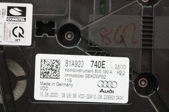 AUDI Q2 ZEGARY LICZNIKI 81A920740E 81A 920 740 E ZEGAR LICZNIK ZESTAW WSKAŹNIKÓW benzynowy 81A920740E BENZYNA 81A920740E 2016-