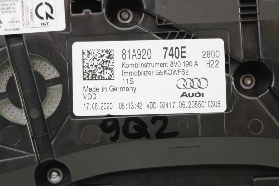 AUDI Q2 ZEGARY LICZNIKI 81A920740E 81A 920 740 E ZEGAR LICZNIK ZESTAW WSKAŹNIKÓW benzynowy 81A920740E BENZYNA 81A920740E 2016-