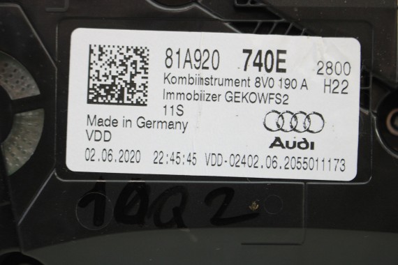 AUDI Q2 ZEGARY LICZNIKI 81A920740E 81A 920 740 E ZEGAR LICZNIK ZESTAW WSKAŹNIKÓW benzynowy 81A920740E BENZYNA 81A920740E 2016-