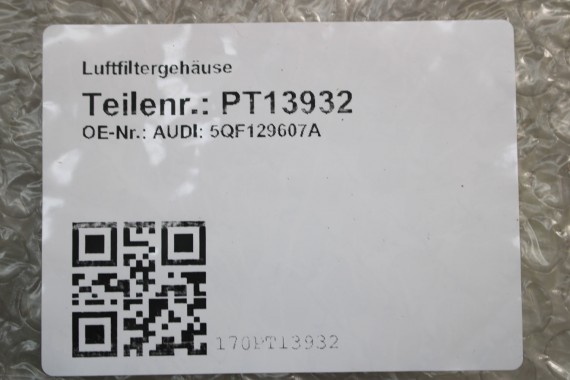 AUDI VW SKODA FILTR POWIETRZA 5QF129607A 5QF129601H 5QF 129 607 A OBUDOWA 2.0 TDi diesel 5QF 129 601 H SEAT 5QF129620D
