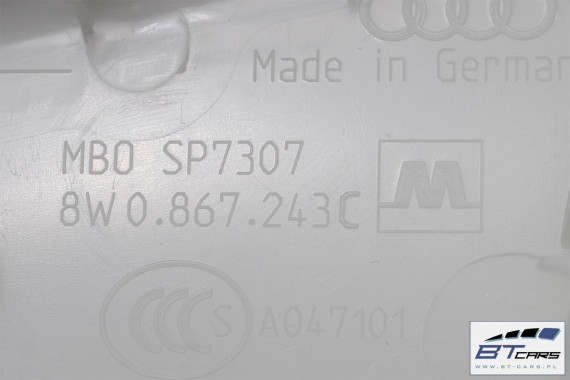 AUDI A4 SŁUPEK B POSZYCIE 8W0867243C 8W0867244C 8W B9 8W0 867 243 C 8W0 867 244 C górne podsufitki kolor szary