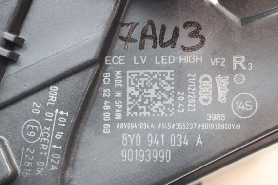 AUDI A3 8Y LAMPA PRZÓD 8Y0941034A FULL LED PRZEDNI PRZÓD REFLEKTOR 8Y0 941 034 A PRAWY ANGLIK