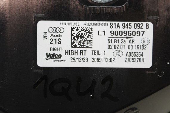 AUDI Q2 FL LAMPA TYŁ 81A945092B LED TYLNA 81A 945 092 B PRAWY LIFT 	Q2 GA 81A błotnika karoseryjna HIGH MATRIX