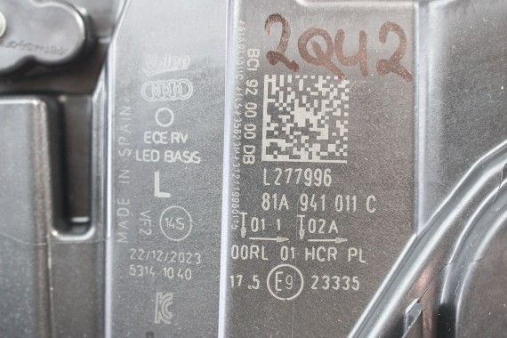 AUDI Q2 FL LAMPA PRZÓD 81A941011C FULL LED PRZEDNI PRZÓD REFLEKTOR 81A 941 011 C LEWY LIFT Q2 GA 81A