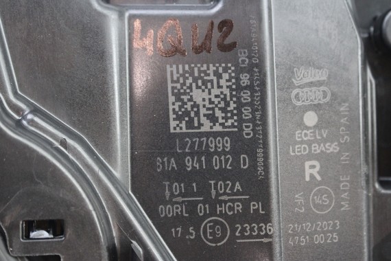 AUDI Q2 FL LAMPA PRZÓD 81A941012D FULL LED PRZEDNI PRZÓD REFLEKTOR 81A 941 012 D PRAWY LIFT 	Q2 GA 81A