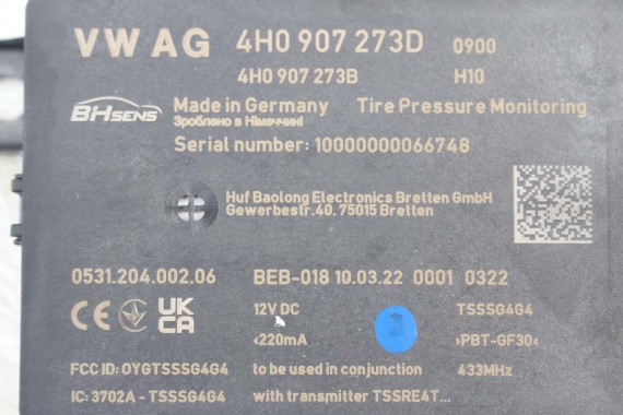 AUDI R8 II 4S STEROWNIK MODUŁ KÓŁ 4H0907273D ciśnienia opon 4H0 907 273 D VW TOUAREG 7P 4H0907273A 4H0907273 4H0 907 273 A