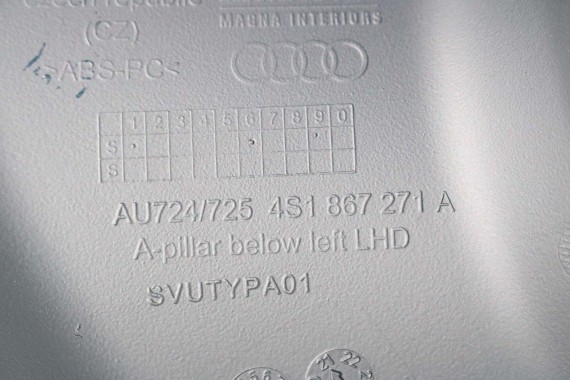 AUDI R8 CABRIO SŁUPEK A WYKOŃCZENIE poszycie 4S1867271A 4S1867272A dolne słupka słupki RAMA DACHU 6PS czarny 4S1867271 4S1867272