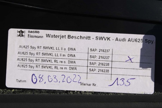 AUDI R8 CABRIO SŁUPEK B WYKOŃCZENIE poszycie 4S7867035E 4S7867036E dolne słupka słupki RAMA DACHU 25D czarny 4S7867035 4S7867036