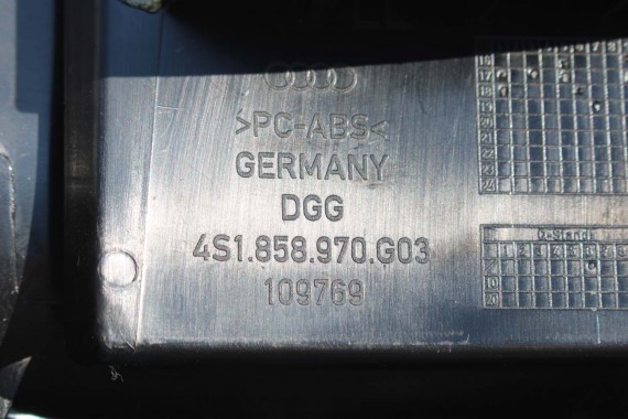 AUDI R8 II 4S WYKOŃCZENIE KONSOLI 4S1858970E 4S1858970C PASAŻERA skóra czarna FL 4S1858970D 4S1 858 970  tunel środowy 4S1858970