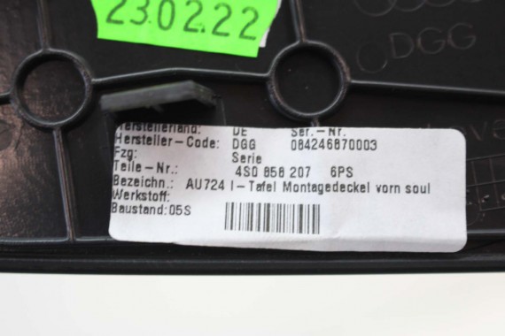 AUDI R8 II OSŁONA GÓRNA ZEGARÓW DASZEK 4S0857318 KONSOLA PULPIT DESKA KOKPIT PULPIT skóra czarna 4S0 858 291 A 4S0858291 uchwyt