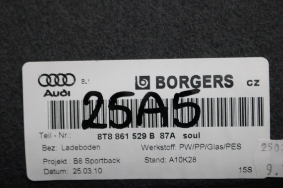 AUDI A5 SPORTBACK BOCZEK DYWAN TAPICERKA BAGAZNIKA 8T8864483 8T8861529 8T0863463 8T8863879M 8T8863880M boczki bagażnik tapicerka