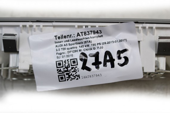 AUDI LAMPKA OŚWIETLENIE PODSUFITKI 8T0947111B kolor ET1 kryształowo srebrny  8T0 947 111 B A4 A5 Q5 8K 8R 8T0947111B 8T0947111B