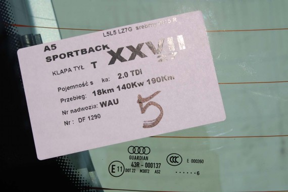 AUDI A5 SPORTBACK TYŁ ZDERZAK tylny + KLAPA BAGAŻNIKA LAMPY LED 8T 8T8 T9T9 LY9C S-LINE lampa 8T8945095F 8T8945096F 8T0945093C
