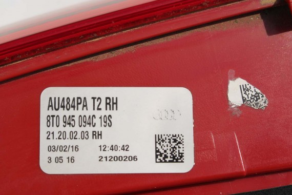 AUDI A5 SPORTBACK TYŁ ZDERZAK tylny + KLAPA BAGAŻNIKA LAMPY LED 8T 8T8 T9T9 LY9C S-LINE lampa 8T8945095F 8T8945096F 8T0945093C