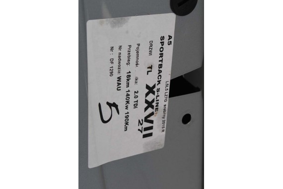 AUDI A5 SPORTBACK DRZWI LEWE PRZÓD + TYŁ STRONA LEWA przednie tylne 2 sztuki L5L5 LZ7G Florettsilber Srebrny 8T8831051 8T8833051