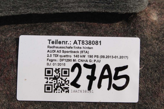 AUDI A5 SPORTBACK NADKOLE TYŁ TYLNE NADKOLA 8T 8T8810171A 8T8810172A 8T8810171 8T8810172 8T8 810 171 8T8 810 172 8T8810172B