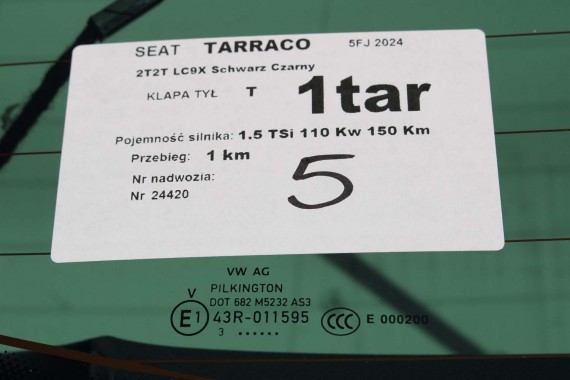SEAT TARRACO TYŁ ZDERZAK + KLAPA BAGAŻNIKA + LAMPY lampa tylny 2T2T LC9X głęboka czerń LED ledy 5FJ807434  5FJ807521 5FJ827025A