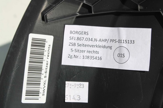 SEAT TARRACO BOCZEK DYWAN TAPICERKA BAGAŻNIKA 524858855B 524868077 5FJ867033AG boczki bagażnik tapicerka 5FJ867034N