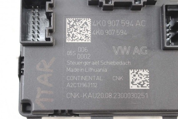 SEAT TARRACO MODUŁ STEROWNIK SZYBERDACHU 4K0907594AC 4K0 907 594 AC STEROWNIKI 4K0907594 4K0907594AC AUDI SKODA VW 4K0907594AC