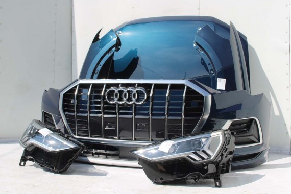AUDI Q3 83A II PRZÓD maska błotniki zderzak pas przedni lampy wzmocnienie błotnik lampa FULL B9B9 LX5E Kosmosblau Niebieski F3