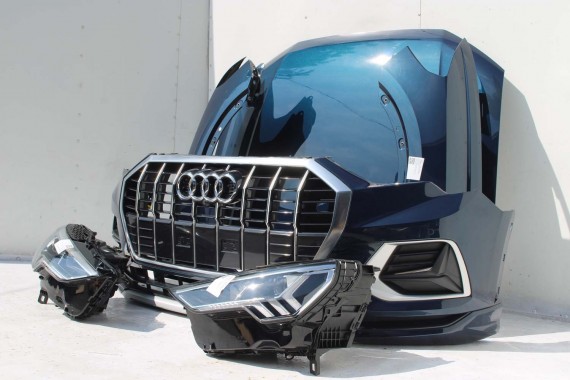 AUDI Q3 83A II PRZÓD maska błotniki zderzak pas przedni lampy wzmocnienie błotnik lampa FULL B9B9 LX5E Kosmosblau Niebieski F3