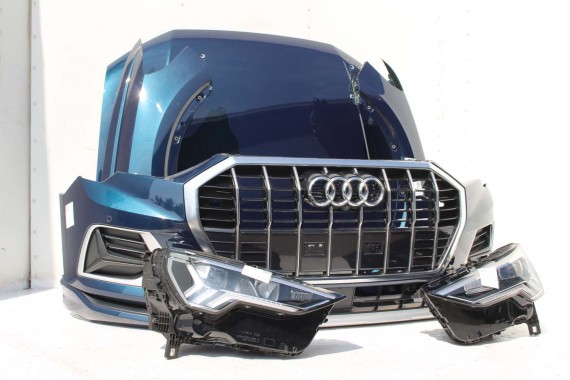 AUDI Q3 83A II PRZÓD maska błotniki zderzak pas przedni lampy wzmocnienie błotnik lampa FULL B9B9 LX5E Kosmosblau Niebieski F3