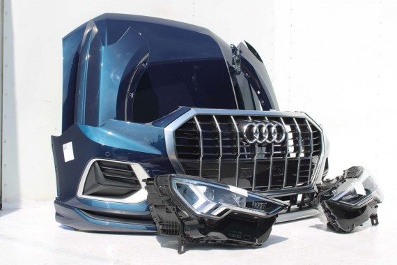AUDI Q3 83A II PRZÓD maska błotniki zderzak pas przedni lampy wzmocnienie błotnik lampa FULL B9B9 LX5E Kosmosblau Niebieski F3